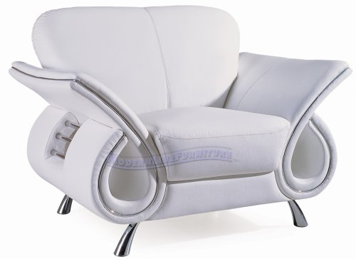 Contemporary White Leather Living Room Chair